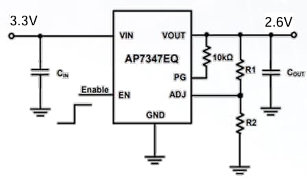 Application Circuit Diagram - Diodes Incorporated AP7347EQ LDO Voltage Regulators